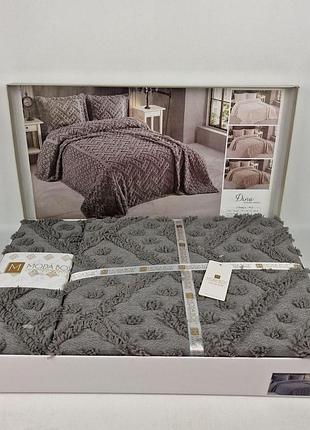 Покривало moda box 240х260 з наволочками dina antrasit