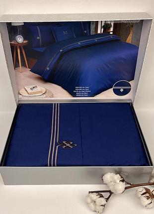 Постільна білизна maison d'or deluxe сатин 200х220 navy-brown