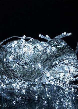 Новорічна гірлянда кімнатна нитка 18 м 180 led білий провід білий w180led18mww