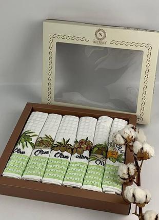 Набір вафельних рушників nilteks 6 шт olive