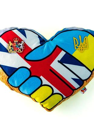 Патриотическая подушка - сувенир "украина - британия с гербом", от wonkey 38х30см. 33047