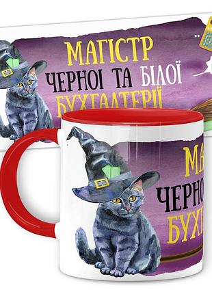Кружка керамическая смешная с надписью, с принтом от wonkey "магистр чёрной и белой бухгалтерии" 330мл 25011r