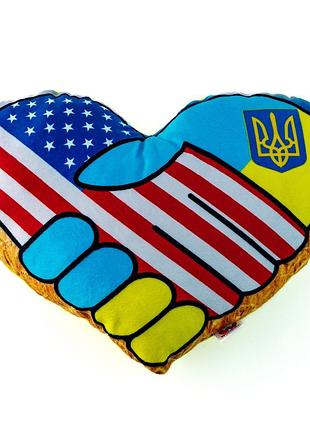 Патриотическая подушка - сувенир "украина - америка", от wonkey 38х30см. 33051