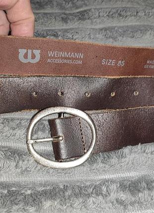 Стильний  шкіряний ремінь бренду weinmann accessories, виготовлений у німеччині, розмір 85.унісекс