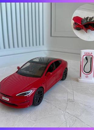 Детская машинка инерционная tesla model s m 2073 подсветка звук красный