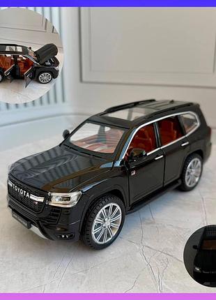 Детская машинка металлическая инерционная toyota land cruiser 1:24 звук свет чорний