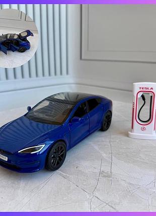 Детская машинка инерционная tesla model s m 2073 подсветка звук синий
