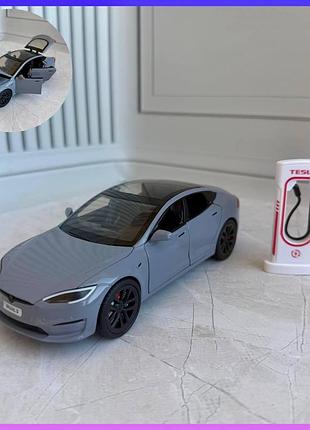 Детская машинка инерционная tesla model s m 2073 подсветка звук серый