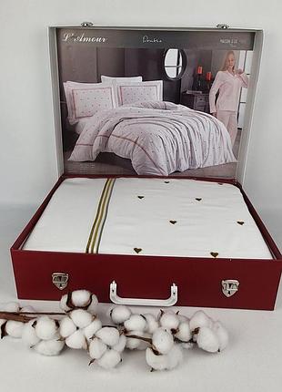 Постільна білизна maison d'or lamour сатин з вишивкою 200х220 green