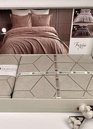 Покривало moda box 240х260 з наволочками ferda gri