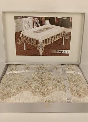 Скатертина велюр maison royale 160x220 klopatra cappucino
