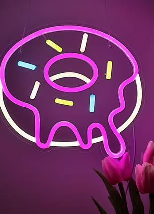 🍩 неонова led вивіска / світильник "пончик" (donut)