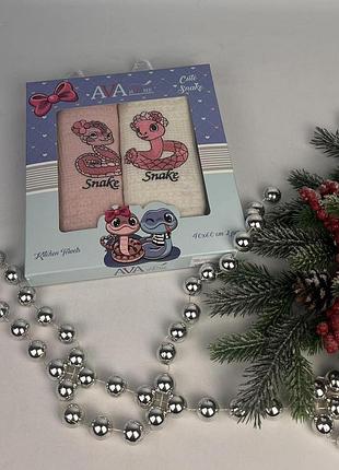 Набір вафельних рушників nilteks 2шт new year lux snake 2