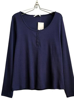 Базовый хлопковый лонгслив по фигуре в рубчик р.16