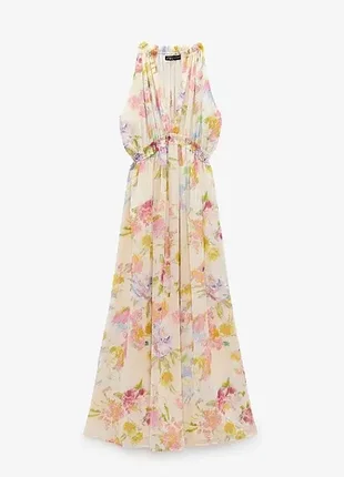 Платье длинное макси летнее шифоновое zara
