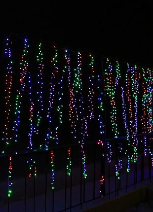 Новогодняя гирлянда уличная бахрома 36 м 600 led черный провод мультиколор 36мbml