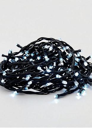 Новорічна гірлянда кімнатна нитка 22 м 220 led чорний провід білий w220led22mbw