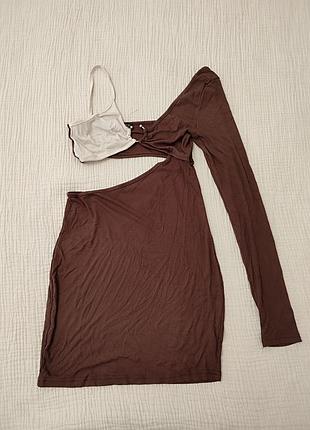 Стильное асимметричное платье мини от shein с эффектными вырезами