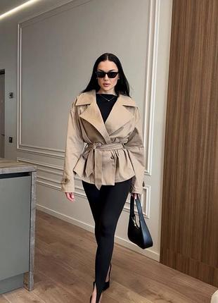 Тренч плащ укороченный с поясом оверсаз