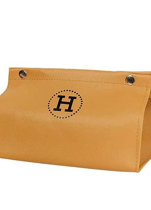 Салфетница из эко кожи 20×7.5×11.5 см для салфеток на кнопках желтый hp-3-213y