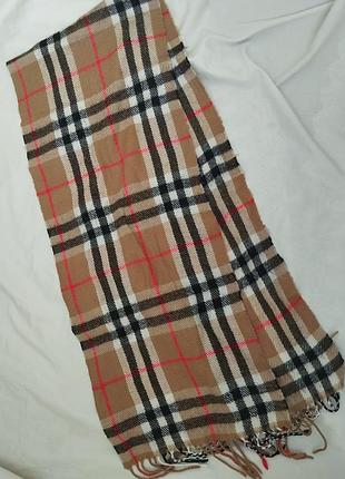 Теплый шерстяной шарф клетка винтаж / burberry style