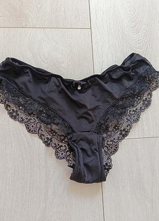 Черные кружные трусики ажурные трусы кружевные s c 8 36 44