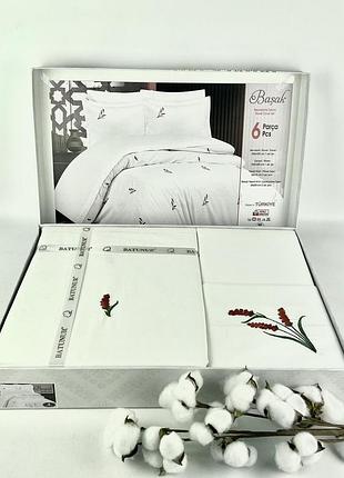 Постільна білизна batunur сатин з вишивкою 200x220 см basak red