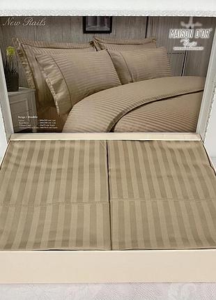 Постельное белье maison d'or сатин страйп семейный new rails beige