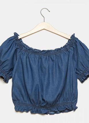 Блузка джинсовая с коротким рукавом, футболка blukids итальялия