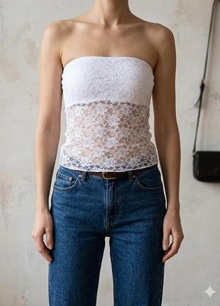 Сетевой топ-бандо белого цвета fashion forms s, l 5000