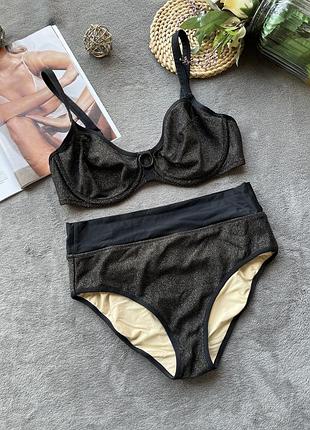 Роздільний купальник з люрексом marie jo 1001110 ornella full cup bikini top in noir