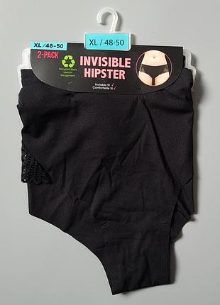 Трусики женские набор 2 шт с кружевом invisible hipster, xl (48-50) евро