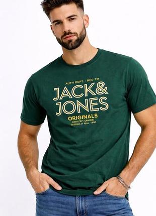 Чоловіча футболка зеленого кольору від відомого бренду jack & jones