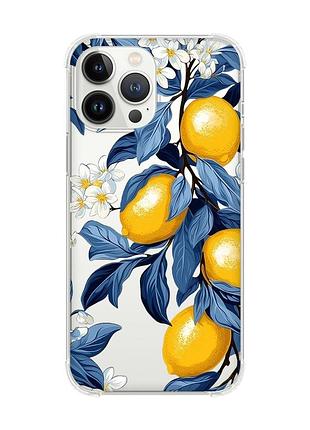 Чехол с утолщёнными углами на iphone 14 pro max лимонное дерево (принт 417)