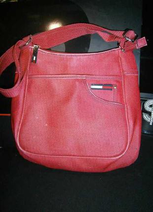 Authentic tommi hilfiger red crossbody bag редкая