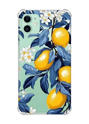 Чехол с утолщёнными углами для apple iphone 11 (6.1) лимонное дерево (принт 417)