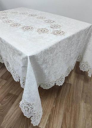 Скатерть велюр acme tekstil 160x260 star krem pvs