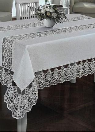 Скатерть велюр acme tekstil 160x260 charment krem pvs