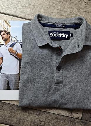 Поло футболка superdry vintage destroy чоловіче в сірому кольорі розмір l,  grey, l