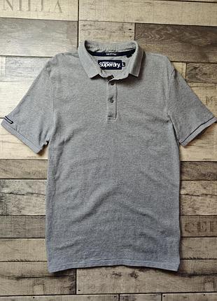Поло футболка superdry vintage destroy чоловіче в сірому кольорі розмір l,  grey, l