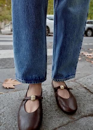 Мягкие кожаные балетки zara