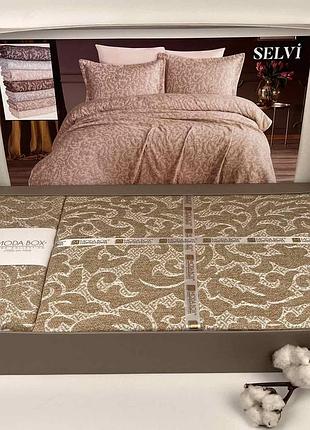 Покривало moda box 240х260 з наволочками selvi cappucino