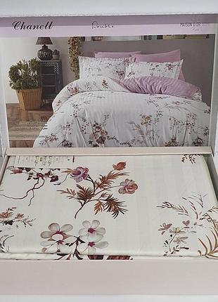Постільна білизна maison d'or сатин 200х220 chanell dark burgundy