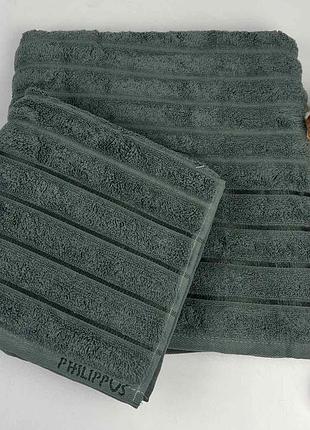 Набір рушників philippus 2 шт barbaros хакі(a142)