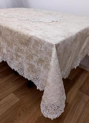 Скатерть велюр acme tekstil 160x260 quenn capiccino pvs