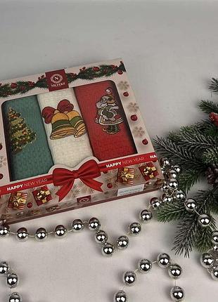 Набір вафельних рушників nilteks 3шт lux christmas 3