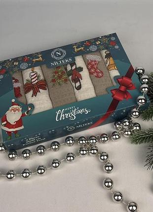 Набір вафельних рушників nilteks 6шт classy christmas 1