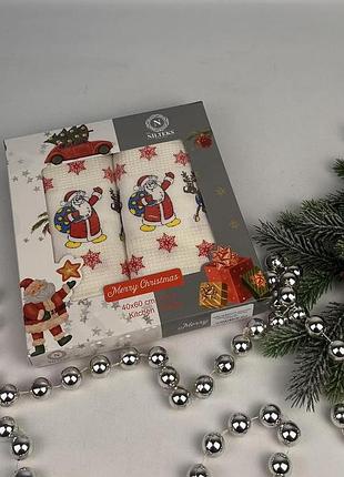 Набір вафельних рушників nilteks 2шт lux printed christmas