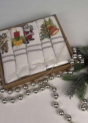 Набір рушників nilteks 5шт fringed christmas