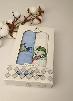 Набір вафельних рушників nilteks 2 шт lux fish